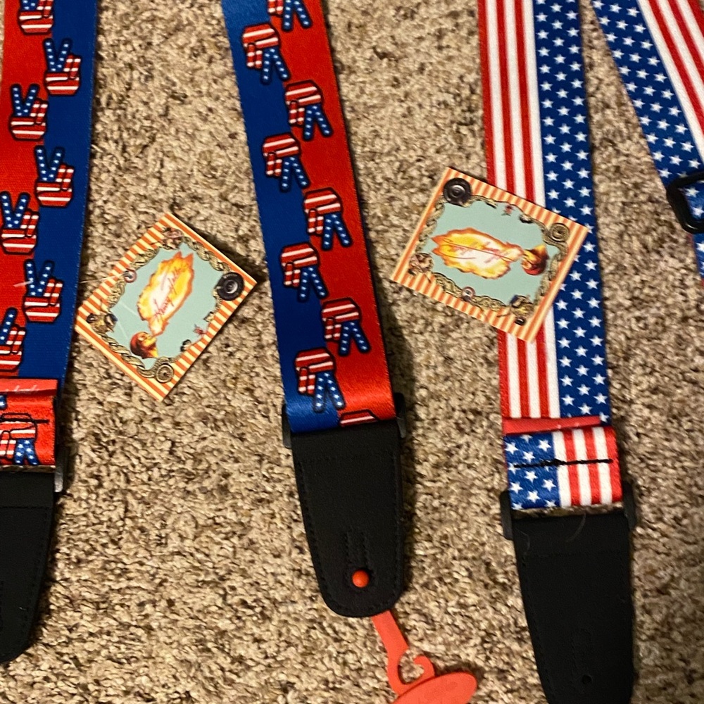NEW Two patriotic guitar straps Fourth of July